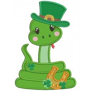 Lucky Snake St. Patrick's Day Applique Machine Embroidery Design Digitized Pattern
